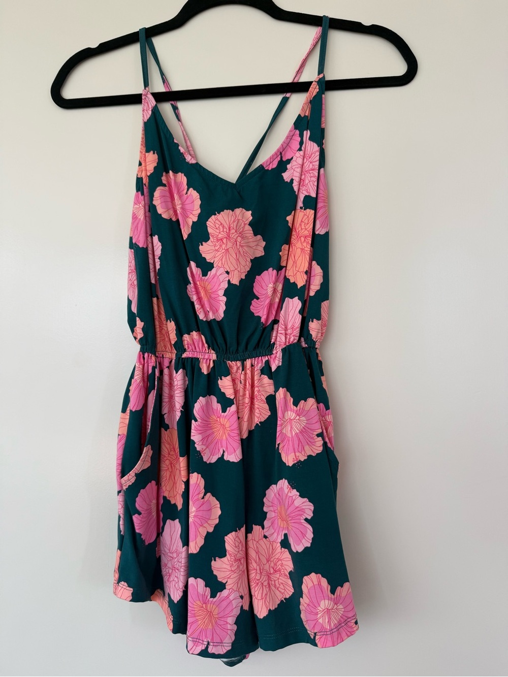 Fighting Eel / Ava Sky - Romper Minka in Emerald Summer Hibiscus size XS, NWT